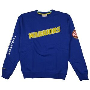 Golden State Warriors Mitchell & Ness NBA Small Sweatshirt Sleeve Logos Blue NWT
